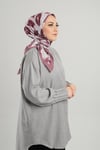 Koyu Violet Desenli Eşarp Bambu Yaprak Dijital Baskılı - Hürrem Bone 202204_50