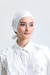 Krem Arkadan Bağlamalı Tesettür Bone Penye Kumaş Düz Bone - Hürrem Bone 1011_40