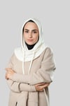 Krem Bağcıklı Peluş Salaş Balaklava Boyunluklu Bere Jakar Düz - Hürrem Bone 2328_40