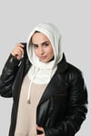 Krem Bağcıklı Peluş Salaş Balaklava Boyunluklu Bere Jakar Düz - Hürrem Bone 2328_40