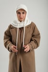 Krem Bağcıklı Peluş Salaş Şapkalı Balaklava Boyunluklu Bere Jakar Düz - Hürrem Bone 2332_40