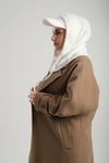 Krem Bağcıklı Peluş Salaş Şapkalı Balaklava Boyunluklu Bere Jakar Düz - Hürrem Bone 2332_40