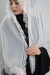 Krem Nikah Namaz Başörtüsü Şal Şifon Boncuklu Güpürlü - Hürrem Bone 202131_40