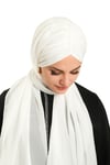 Krem Pratik Hazır Geçmeli Bone Şal Şifon Drapeli - Hürrem Bone 2507_40