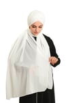 Krem Pratik Hazır Geçmeli Bone Şal Şifon Drapeli - Hürrem Bone 2507_40