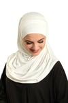 Krem Pratik Hazır Geçmeli Tesettür Eşarp Viskon Boneli Büyük Boy - Hürrem Bone 1290BV_40