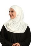 Krem Pratik Hazır Geçmeli Tesettür Eşarp Viskon Boneli Büyük Boy - Hürrem Bone 1290BV_40