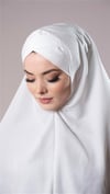 Krem Pratik Hazır Geçmeli Tesettür Eşarp Pamuk Caz Kumaş Tek Katlı Çapraz Hijab - Hürrem Bone 2305_40
