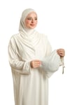 Krem Tek Parça Namaz Elbisesi Viskon Düz - Hürrem Bone 2503_40