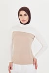 Krem Tesettür Balıkçı Yaka Boyunluklu Kolluk Viskon Düz - Hürrem Bone 1025_40