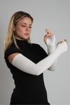 Krem Tesettür Parmak Geçmeli Kolluk Viskon Düz - Hürrem Bone 1024_40