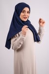 Lacivert Arkadan Bağlamalı Şal Viskon Kumaş Üç Bantlı - Hürrem 2103