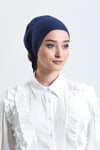 Lacivert Arkadan Bağlamalı Tesettür Bone Penye Kumaş Düz Bone - Hürrem Bone 1011_02