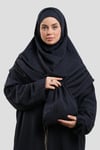 Lacivert İki Parça Fermuarlı Namaz Elbisesi Dokuma Kendinden Desenli - Hürrem Bone 2516_02