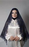 Lacivert Namaz Başörtüsü Şal Şifon Kumaş Güpürlü - Hürrem Bone 202106_02