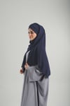Lacivert Pratik Hazır Geçmeli Bone Şal Krep Mevsimlik Tek Bantlı - Hürrem Bone 1453K_02