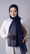 Lacivert Pratik Hazır Geçmeli Şal Şifon Kumaş Hijab Bone - Hürrem Bone 3009_02