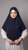 Lacivert Pratik Hazır Geçmeli Tesettür Eşarp Aerobin Kumaş  Çapraz Hijab - Hürrem Bone 2307_02