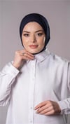 Lacivert Pratik Hazır Geçmeli Tesettür Eşarp Sandy Kumaş Arkadan Çıtçıtlı - Hürrem Bone 2206_02