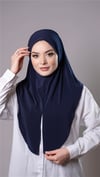 Lacivert Pratik Hazır Geçmeli Tesettür Eşarp Sandy Kumaş Yırtmaçlı Düz Hijab - Hürrem Bone 2310_02