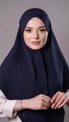 Lacivert Pratik Hazır Geçmeli Tesettür Eşarp Aerobin Kumaş  Çapraz Hijab - Hürrem Bone 2307_02