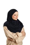 Lacivert Pratik Hazır Geçmeli Tesettür Eşarp Viskon Boneli Büyük Boy - Hürrem Bone 1290BV_02