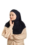 Lacivert Pratik Hazır Geçmeli Tesettür Eşarp Viskon Boneli Büyük Boy - Hürrem Bone 1290BV_02