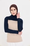 Lacivert Tesettür Balıkçı Yaka Boyunluklu Kolluk Viskon Düz - Hürrem Bone 1025_02