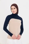Lacivert Tesettür Balıkçı Yaka Boyunluklu Kolluk Viskon Düz - Hürrem Bone 1025_02