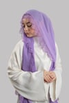 Mor Nikah Namaz Başörtüsü Şal Şifon Boncuklu Güpürlü - Hürrem Bone 202131_22