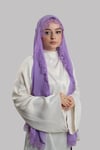 Mor Nikah Namaz Başörtüsü Şal Şifon Boncuklu Güpürlü - Hürrem Bone 202131_22