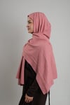 Pembe Düz Klasik Ria Şal İtalyan Dikişli Pamuk Caz Sade - Hürrem Bone 202130_04