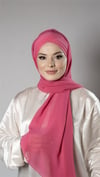 Pembe Pratik Hazır Geçmeli Bone Şal Şifon Kumaş Kendinden Boneli Üç Bantlı - Hürrem Bone 1451_04