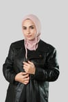 Pudra Bağcıklı Peluş Balaklava Boyunluklu Bere Jakar Düz - Hürrem Bone 2327_06