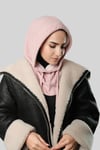 Pudra Bağcıklı Peluş Salaş Balaklava Boyunluklu Bere Jakar Düz - Hürrem Bone 2328_06