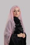 Pudra Nikah Namaz Başörtüsü Şal Şifon Boncuklu Güpürlü - Hürrem Bone 202131_06