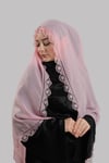 Pudra Nikah Namaz Başörtüsü Şal Şifon Boncuklu Güpürlü - Hürrem Bone 202131_06