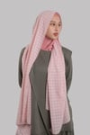 Pudra Pratik Hazır Geçmeli Şal Desenli Şifon Hijab Boneli - Hürrem Bone 2415_06