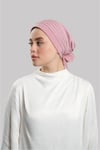 Pudra Pratik Hazır Geçmeli Tesettür Bone Sandy Kumaş Pileli Nervürlü Güllü - Hürrem Bone 1806_06