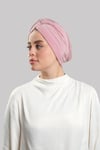 Pudra Pratik Hazır Geçmeli Tesettür Bone Fukuro Sandy Kumaş Büzgülü - Hürrem Bone 1831_06