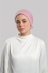 Pudra Pratik Hazır Geçmeli Tesettür Bone Sandy Kumaş Pileli Nervürlü Güllü - Hürrem Bone 1806_06