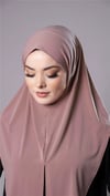Pudra Pratik Hazır Geçmeli Tesettür Eşarp Sandy Kumaş Yırtmaçlı Düz Hijab - Hürrem Bone 2310_06
