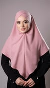 Pudra Pratik Hazır Geçmeli Tesettür Eşarp Pamuk Caz Kumaş Tek Katlı Çapraz Hijab - Hürrem Bone 2305_06