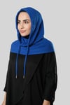 Saks Mavisi Bağcıklı Salaş Balaklava Boyunluklu Bere Triko Düz - Hürrem Bone 2326_24