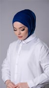 Saks Mavisi Pratik Hazır Geçmeli Tesettür Eşarp Sandy Kumaş Arkadan Çıtçıtlı - Hürrem Bone 2206_24