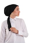 Siyah Arkadan Bağlamalı Pratik Eşarp Bone Poliviskon Düz - Hürrem Bone 2517_01
