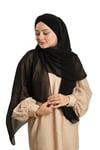Siyah Arkadan Bağlamalı Şal Şifon Çapraz Üç Bantlı - Hürrem Bone 1457_01