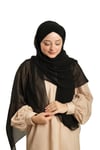 Siyah Arkadan Bağlamalı Şal Şifon Çapraz Üç Bantlı - Hürrem Bone 1457_01