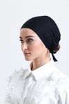 Siyah Arkadan Bağlamalı Tesettür Bone Penye Kumaş Düz Bone - Hürrem Bone 1011_01