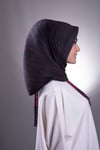 Siyah-Bordo Pratik Hazır Geçmeli Tesettür Eşarp Kesik Elyaf Piliseli (Pliseli) Saçaklı Lazer Kesim Puantiyeli Desenli - Hürrem 1818D5